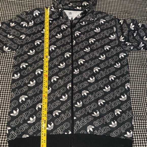 Adidas Black And White AOP Zip-Up Limited Edition Y2K Streetwear Hoodie - Picture 4 of 6